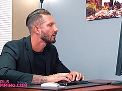 Insane! Petite Teen Hazel Moore Rims Quinton James in Office!