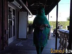 islamic babe sucks big cock at gloryhole spot