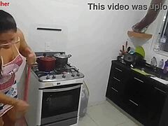 Naughty Maid Sucks Boss with Big Pussy Lips in Homemade Clip