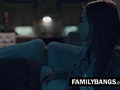 familybangs com ⭐ romantic night with stepsisters karla kush and jill kassidy on the sofa