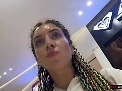 Crazy cumwalk in public mall, blowjob in toilet—insane! 😜