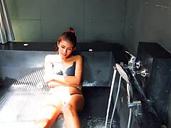 Asian Amateur Plays Wet Finger Games On Small Tits In Lingerie By Whirlpool