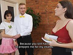 Russian teens push boundaries with rimjob action in wild FFM threesome. Sexual tension skyrockets.