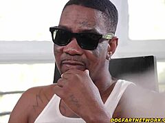 I licked the rapper's huge candy cock, sucking and riding in cowgirl position.