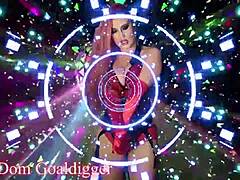 Bimbo in cosplay becomes slut with rabbit toy.