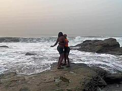 horny bisexual girls share massive black cock in lingerie