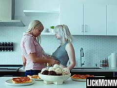 Hey, watch teen Annie Archer and stepmom London River dildo play together!