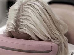 Blonde teen with perfect body confused by old guy near her private spot