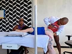 doc bangs patient next to clueless husband in wild assfucking creampie sesh