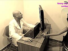 office cleaner sneaks a dirty blow on the doctor!