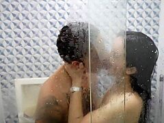 Invited the naughty Brazilian for a shower and pounded her pussy hard till climax