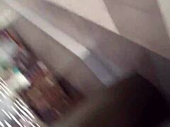 in the shop, an old ebony woman gets her ass folded in hidden voyeur scene