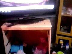 Fucking my fat wife while she watches me with petite teen stepdaughter