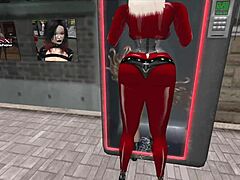 Shemale Dominates Girl Through Gloryhole in Second Life Virtual Scene