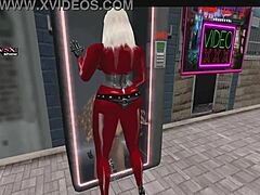 Shemale Dominates Girl Through Gloryhole in Second Life Virtual Scene