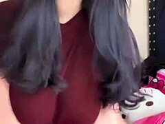 Big-assed, big-titted Mexican girl rides her dildo passionately