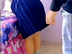 horny mexican students fuck in living room with family nearby