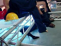 Threesome with two milfs in fishnet stockings.