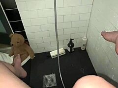 Arab teen masturbates tight pussy by shower