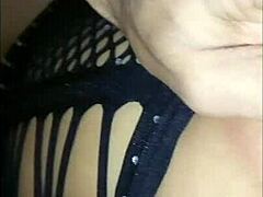 My wife in sexy lingerie begs for cum inside