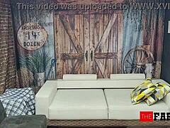 the farmer is surprised by a visit from the beautiful latina sheriff in uniform