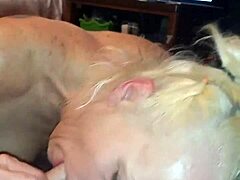 Milf stepmom deepthroats cock, licks balls, shows big tits