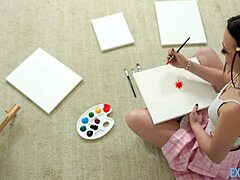 Teen beauty laya rae interacts with hung dude gi joey in intriguing scene