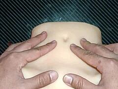 sexy anal with candy in favorite position. huge cock drips cum on her pussy close up.