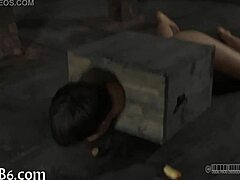 Restrained cutie is punished in the garage