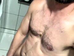 Feeling horny at home, I masturbate to huge cocks.