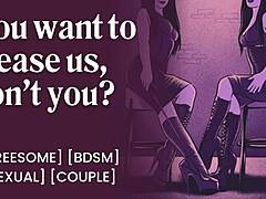 Femdom disciplines submissive: give us an orgasm if you want to cum