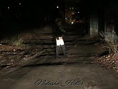 autumn naked walk with pretty young girl