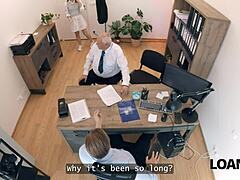 Petite Tattooed Czech Mina K Seduces With Shaved Pussy On Office Desk For Loan