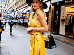 金发美女穿皮裙商店更衣室尝试裙底乐趣...梦想成真！🛍️👗