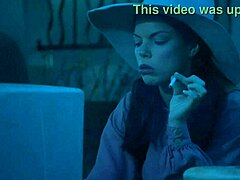 Still got my riding chaps on, Brooke Ballentyne says as she takes deepthroat doggystyle assfucking and creampie facial from big cock.