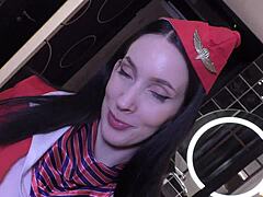 air hostess recruit jasmine jayne takes big black cock as skinny babe