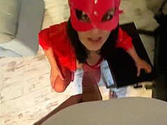 This fat mature latina milf maid teases and swallows huge dick like a pro