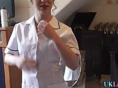 british nurse in heels and shoes blows classy european cock in hospital