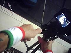 Behind scenes pussy pounding by Italian machine