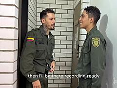 Skinny teen begs policeman for rough doggystyle!