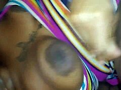 Ebony Slut Fucks Daddy's Monster Cock