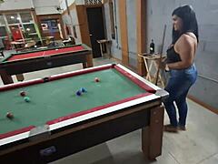 She lost the pool game and got a monster cock in her pussy on the street