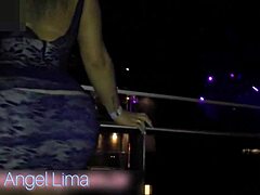 Angel lima flashes big tits and ass at the public party