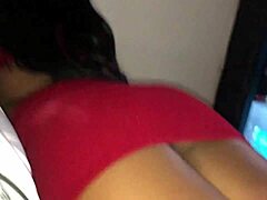 Lying on the bed, watching the young stepdaughter use a sex toy.