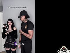 brazilian cute sexy pawg goth babe with small waist and big ass fucks amberzinha in free scene