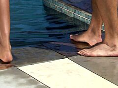 dee fucks by the pool outdoors