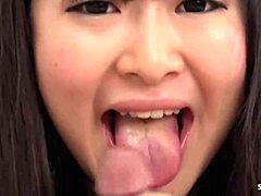 asian teen 18+ gets first time suck and taste cum by old guy with tiny 18+ dick in uncensored jav pov porn in japan