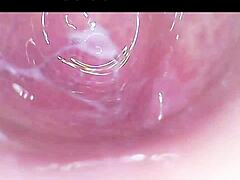 the camera explores my creamy juicy pussy with dildo until i cum hard