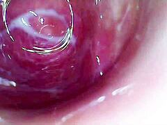 the camera explores my creamy juicy pussy with dildo until i cum hard