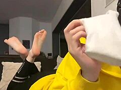 enjoy the sight of barefoot dirty socks feet